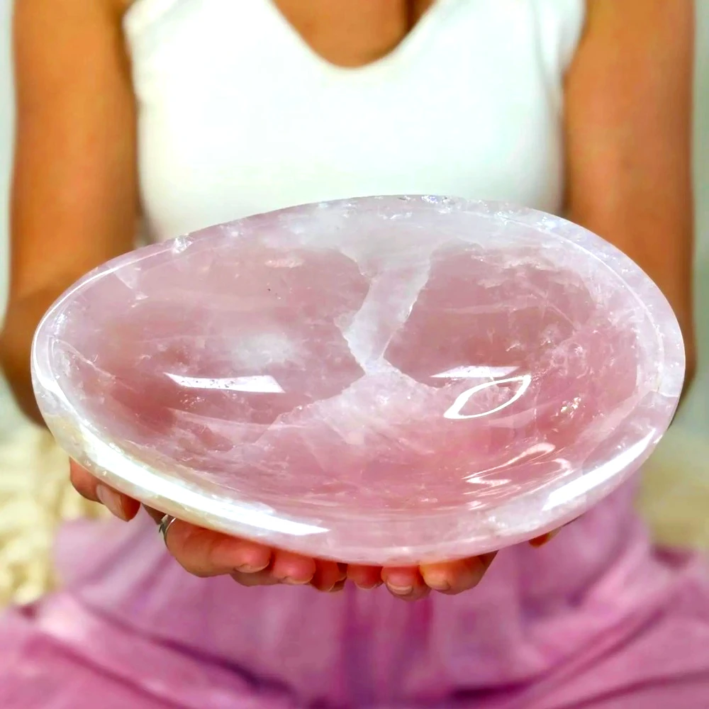

600-1000 г розовый кварц очистка хрустальная тарелка чаша блюдо украшение дома лоток произвольной формы кварцевые драгоценные камни