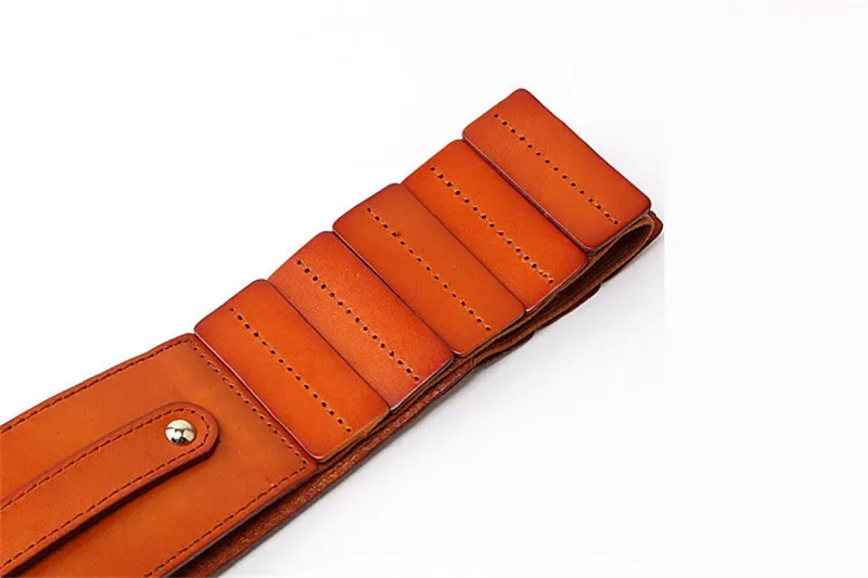 Women's Vintage First Layer Cowhide Leather High Quality Belt with Skirt Coat Elastic Belt