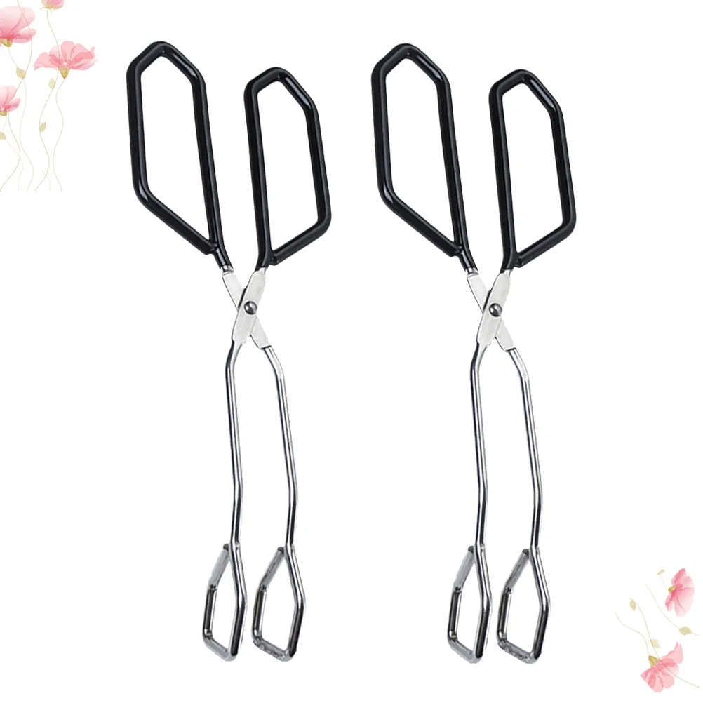 

2Pcs Anti-Scald Food Clamp Stainless Steel Bread Clip Long Handle Bbq Clip Non-Slip Kitchen Tongs Outdoor Barbecue Food Squeezer