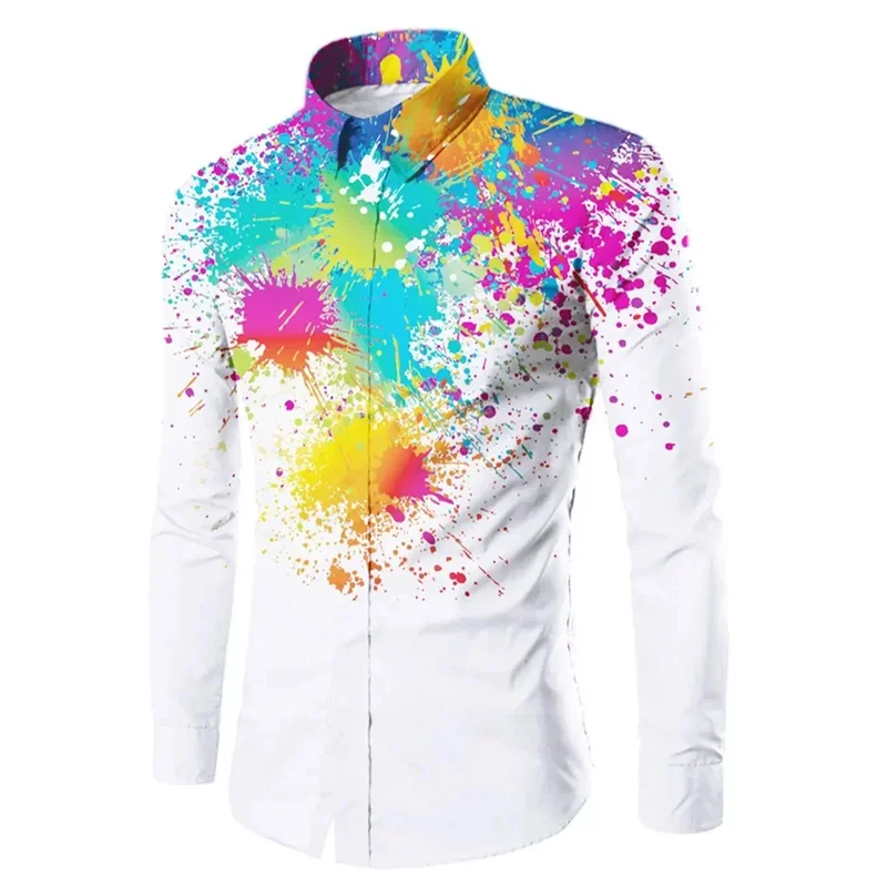 جديد الرجال والنساء العالمي الكتابة على الجدران اللون ثلاثية الأبعاد مطبوعة التلبيب قميص بأكمام طويلة 2026 موضة عادية مضحك أربعة مواسم الرجال