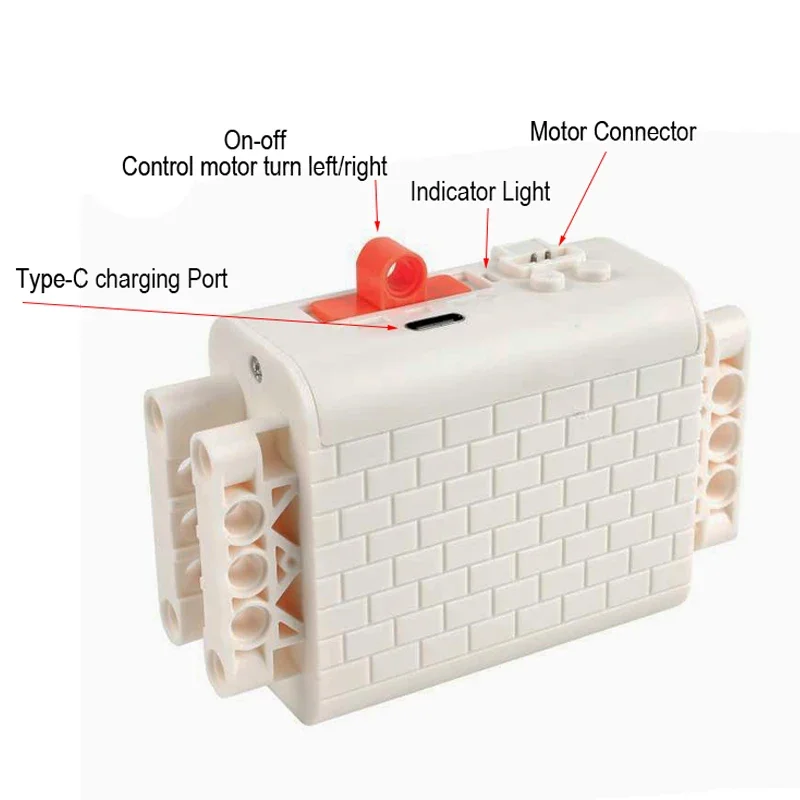 Rechargeable Lithium AA Battery Box comaptible for MOC Car Train Power Model Modification Functions M/L/XL/ Servo Motor Train