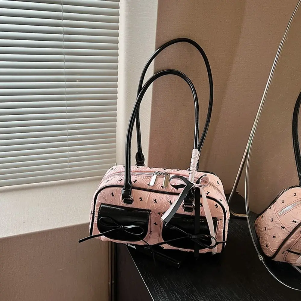 

Fashion Korean Style Bow Ribbon Shoulder Bag Sweet Commuting French Stick Underarm Bag Pocket Leisure Y2k Armpit Bag Daily