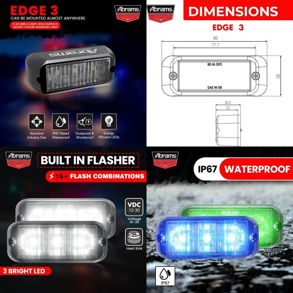 

Белый 9W 3-светодиодный аварийный светодиодный светильник на решетке для грузовика со стробоскопом для поверхностного монтажа на голове