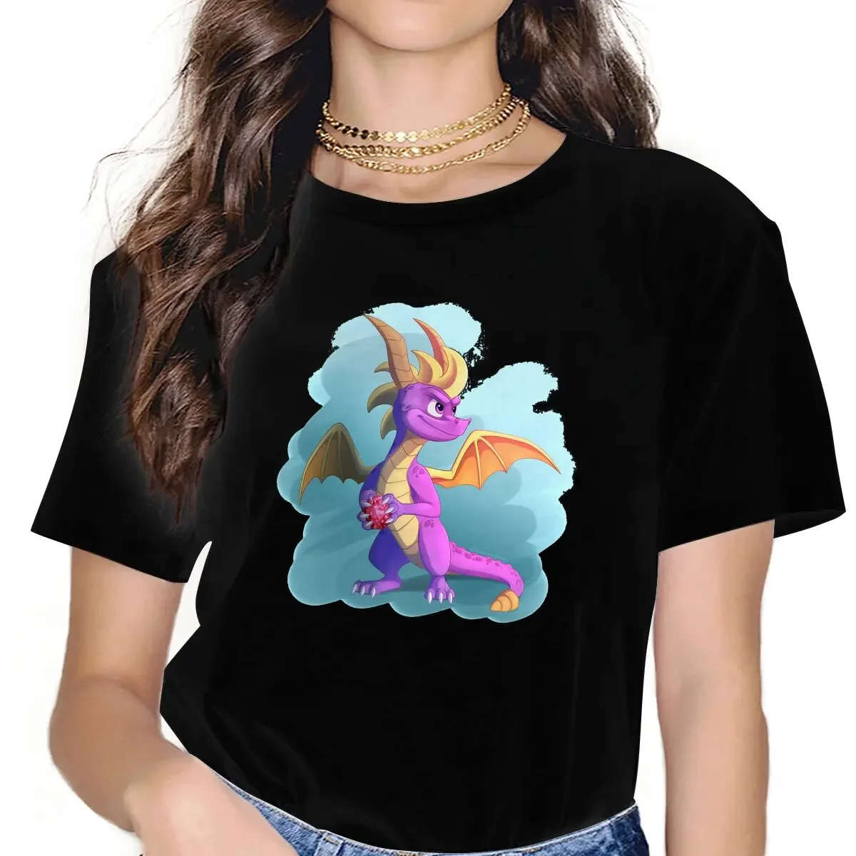 Picking Up Gems Spyro the Dragon Women T Shirt Gothic Unisex Polyester O-Neck TShirt Harajuku