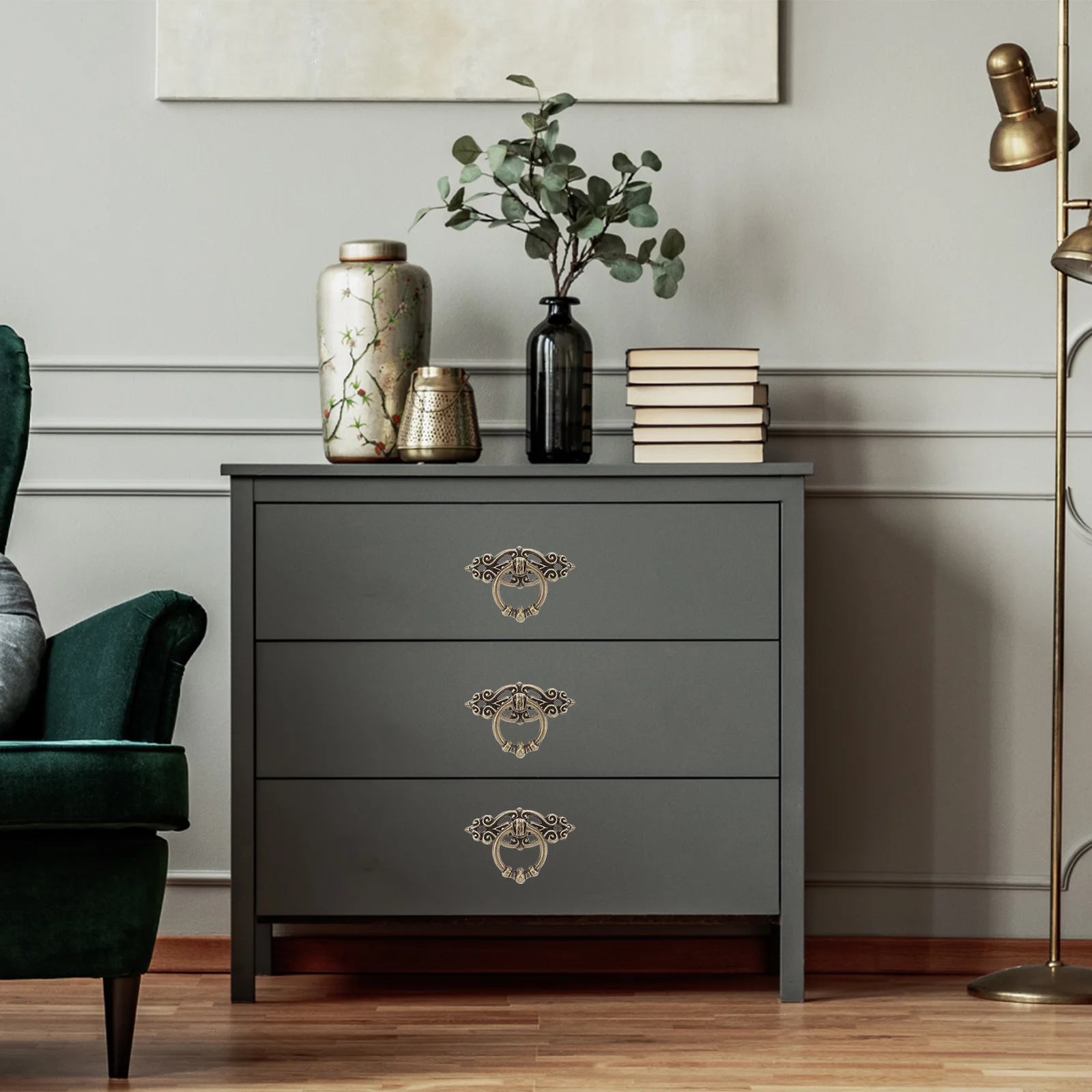 

10Pcs Zinc Alloy Vintage Brass Pull Handles for Kitchen Cabinet Dresser Drawer Cupboard Door Hardware Vintage Door Knob