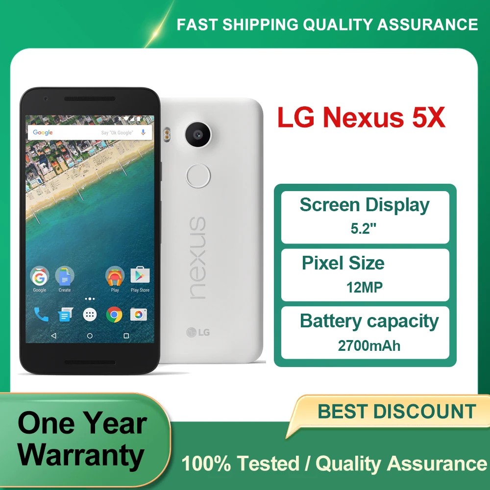هاتف LG Nexus 5X الأصلي H790/H791 مفتوح مجدد بشريحت واحد 12 ميجابكسل 5.2 بوصة هاتف 4G بحالة جيدة