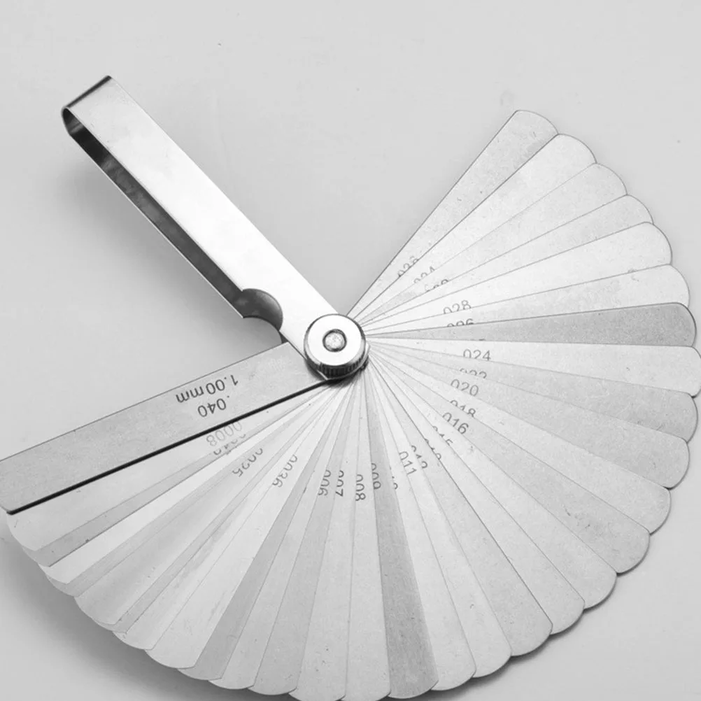 

32 Blades Gauge Stainless Steel Thickness Measuring Tool Gap Ruler Flashlight Silver Storage Protector