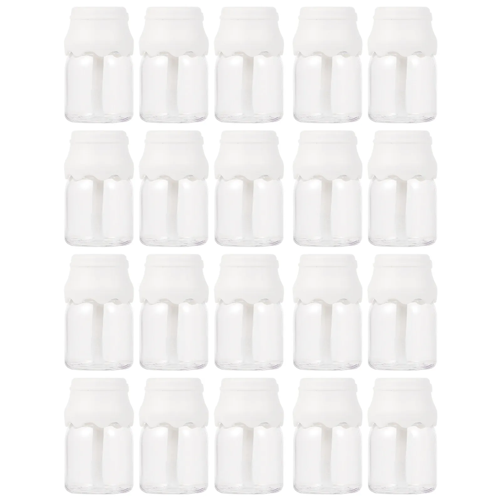 20Pcs Lip Gloss Tubes Empty Bottle Shape Durable Plastic Refillable Lip Balm Containers with Brush for Home Travel