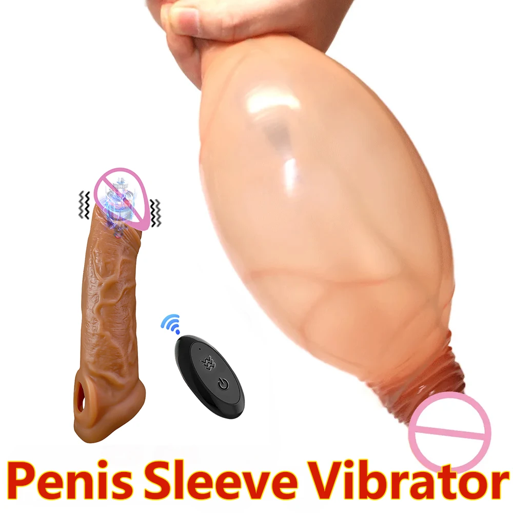 Silicone Penis Dildo Extender Sleeve Vibrator for Men Delay Ejaculation Cock Extension Cover Silicone Sex Toys for Men