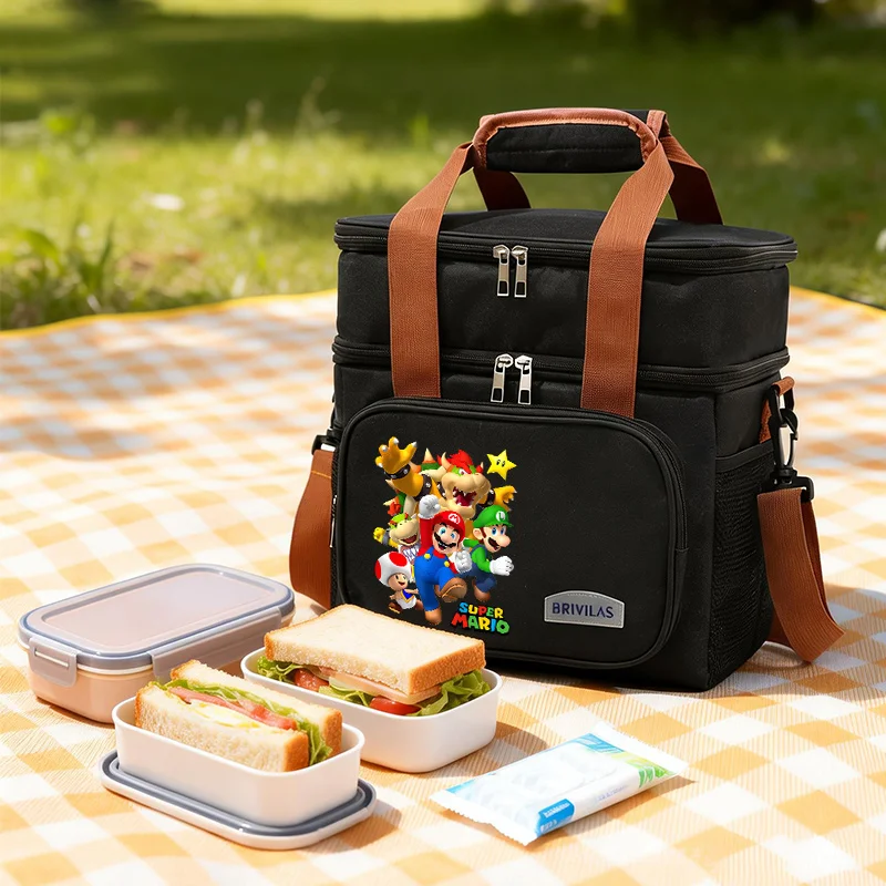 

Super Marios Bros Insulated Lunch Bag Insulation Bento Storage Pack Aluminum Foil Meal Bags Food Container Handbag Birthday Gift
