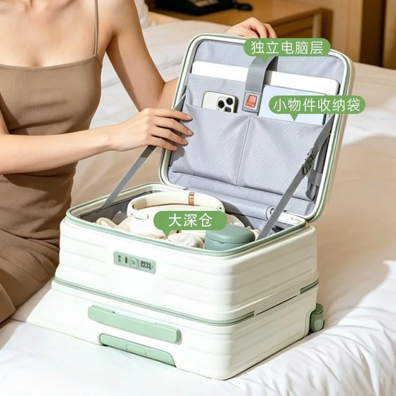 18 Inch Portable Carry‑On Rolling Luggage Lightweight Password Lock Travel Suitcase for Short Trip