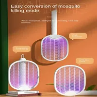 Foldable electric mosquito killer USB rechargeable fly trap mosquito swatter holder with UV insect killer