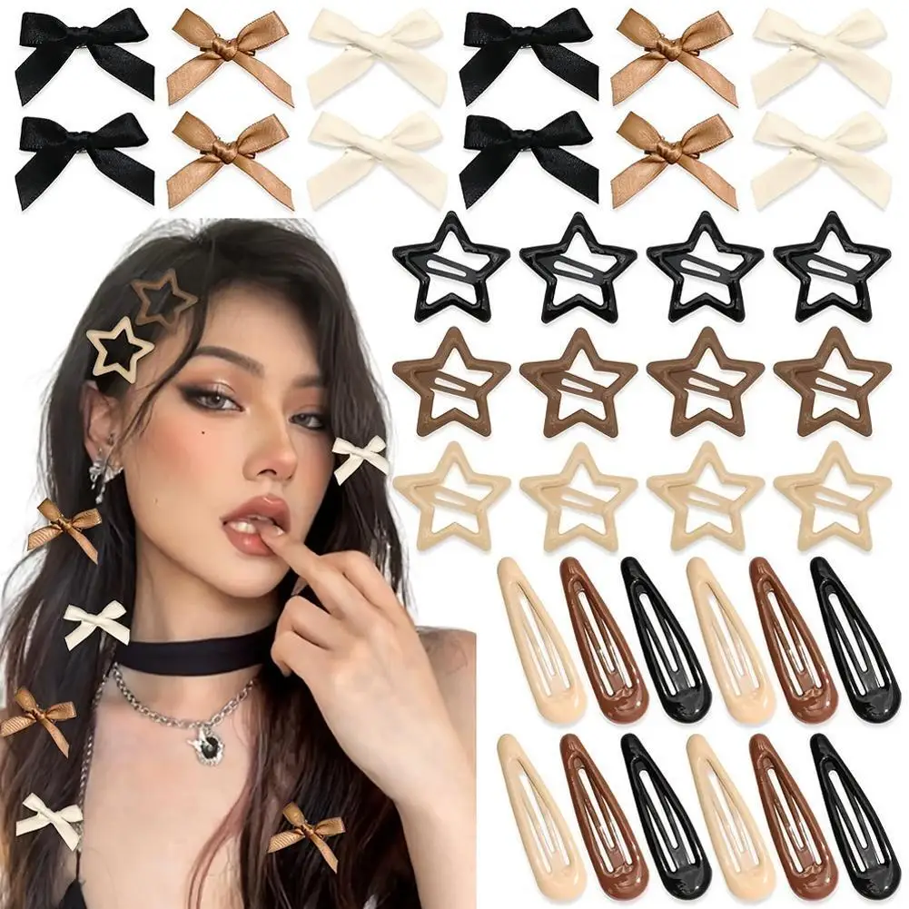 

30pcs Hair Clips forY2K Sweet Girls Colorful Kawaii Bows, Star Hairpins Sets Hair Ornaments Dopamine Headwear Gifts