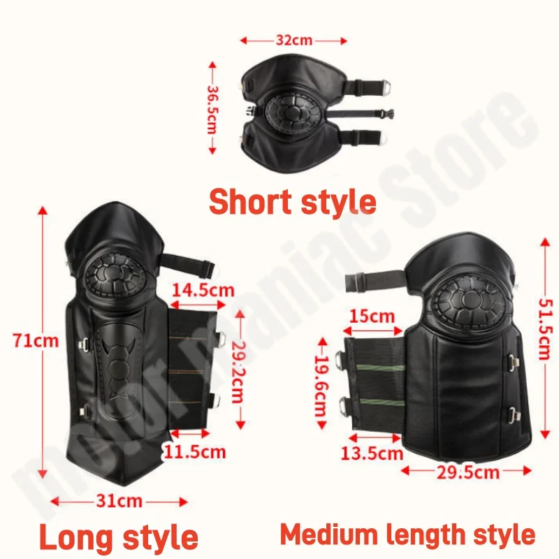 Winter Velvet Riding Knee Pads 70cm Motorcycle Electric Bike PU Leather Windproof Riding Warm Pants with Extended Leg Guards