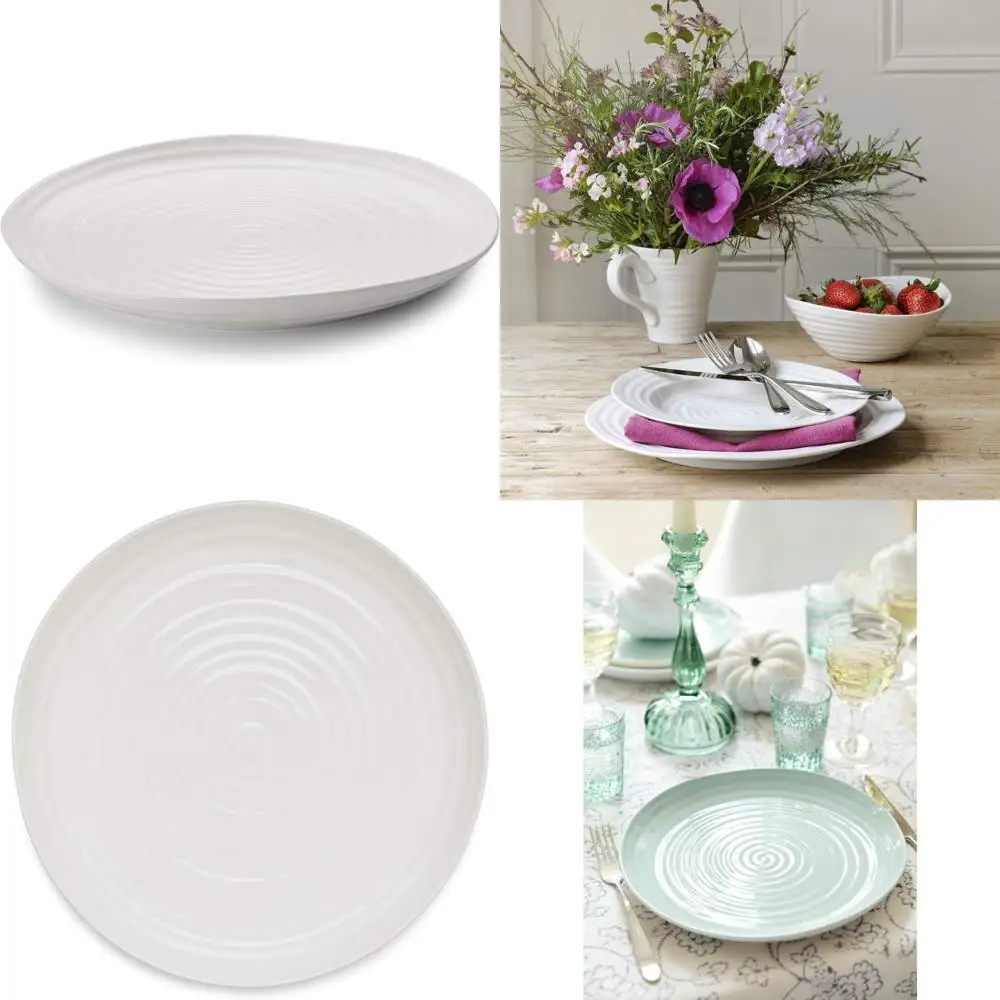 

sophie conran white round platter | 12 inch porcelain serving tray for appetizers, snacks, and sandwiches | made from fine porc