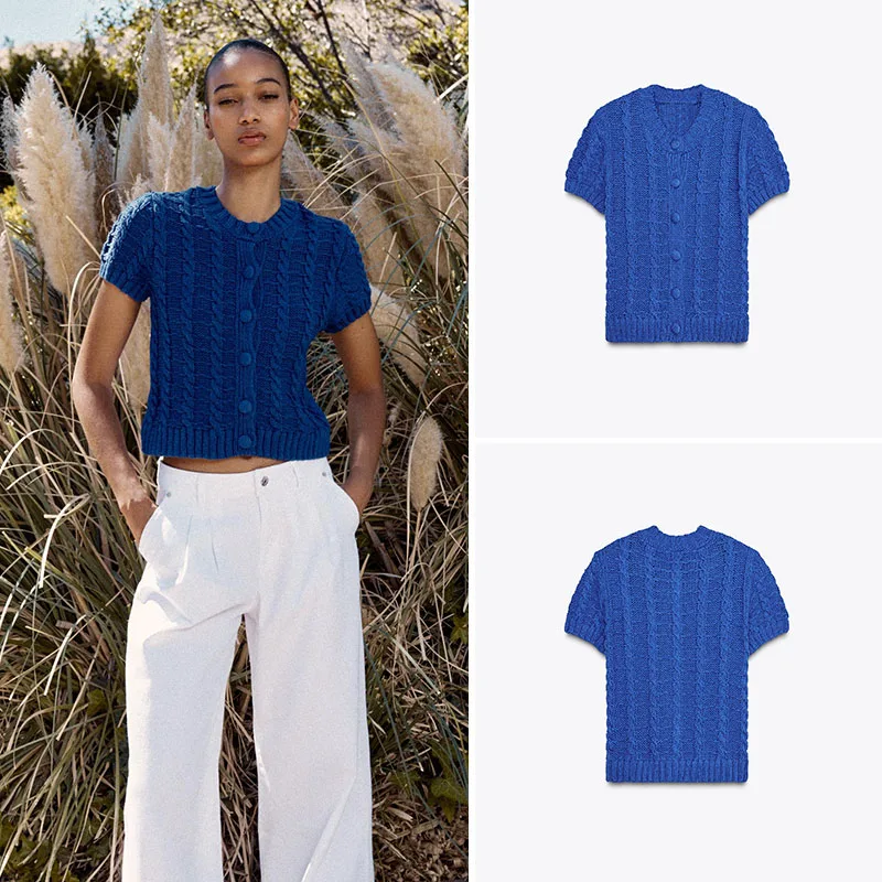 봄 신상 여성 라운드 넥 니트 자켓 2025 스트리트 슬림 핏 오픈 가디건 컬러