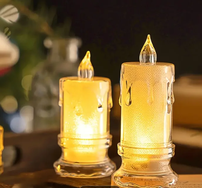 3Pcs LED Candle Lanterns with Battery - Flameless Candles for Romantic Weddings, Valentine's Day, Birthdays, Family Dinners & Be