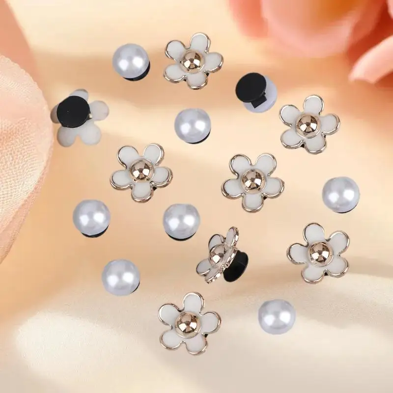 

Шикарный набор из 16 штук декоративных шпилек для обуви; 3D-шармы в виде жемчужных ромашек для летнего образа