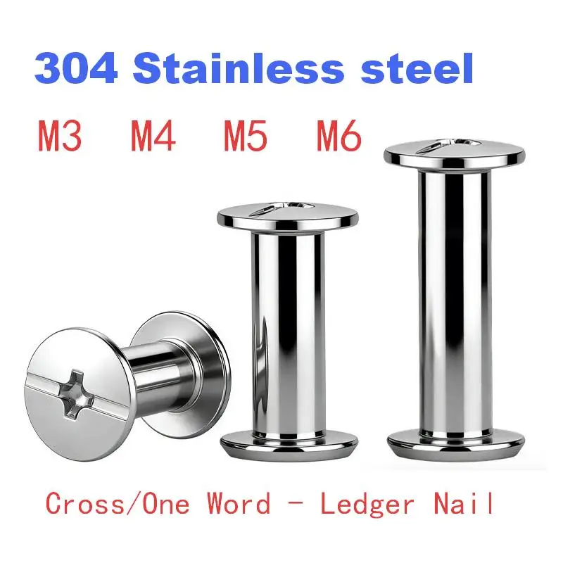 304 Slotted Flat Head Chicago Screws M3 M4 M5 M6 Male Female Binding Post Screw Rivets for Photo Album Menu Book Ledger Binding