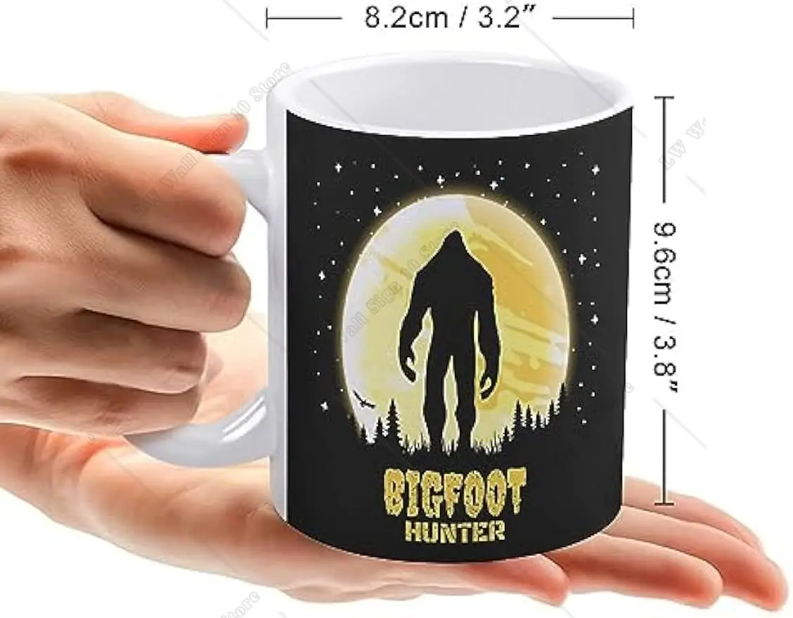 Bigfoot Hunter Sasquatch Personalized Ceramic Cups Funny Coffee Mug Tea Cup with Handle for Men Women Gift Tea Milk Mug