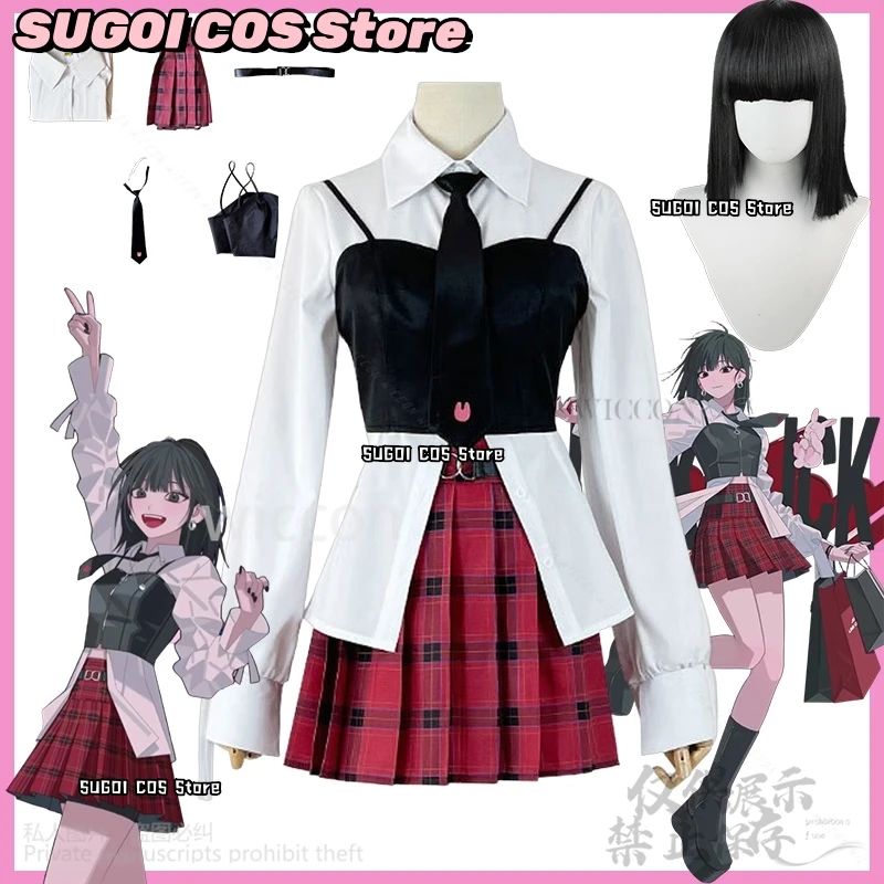 Qiao Ling Cosplay Anime Link Click Costume Jirai Kei Girls JK School Uniform Dress Plaid Skirt Fashion Y2K Lolita Halloween Suit