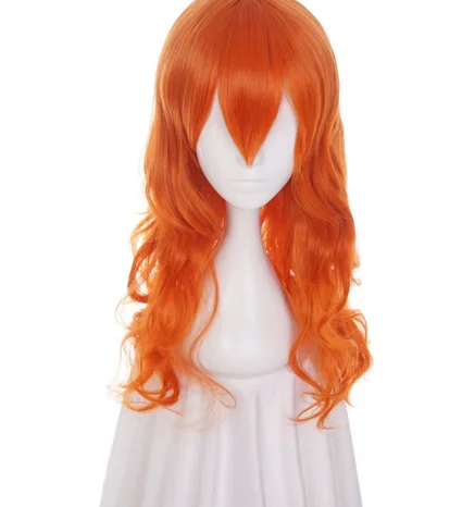 65cm Nami Orange Curly Long M Shape Hairstyles Synthetic Wig For Women's Cosplay Wig Heat Resistance Party Costume Wigs