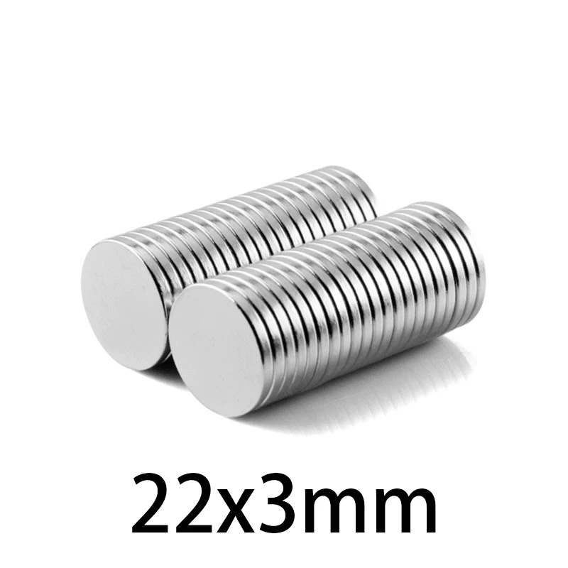 5-200pcs 22x3mm Neodymium N35 Neodymium rare earth micro NdFeB super Strong circle Powerful Magnet Round sheet Magnets  22*3mm