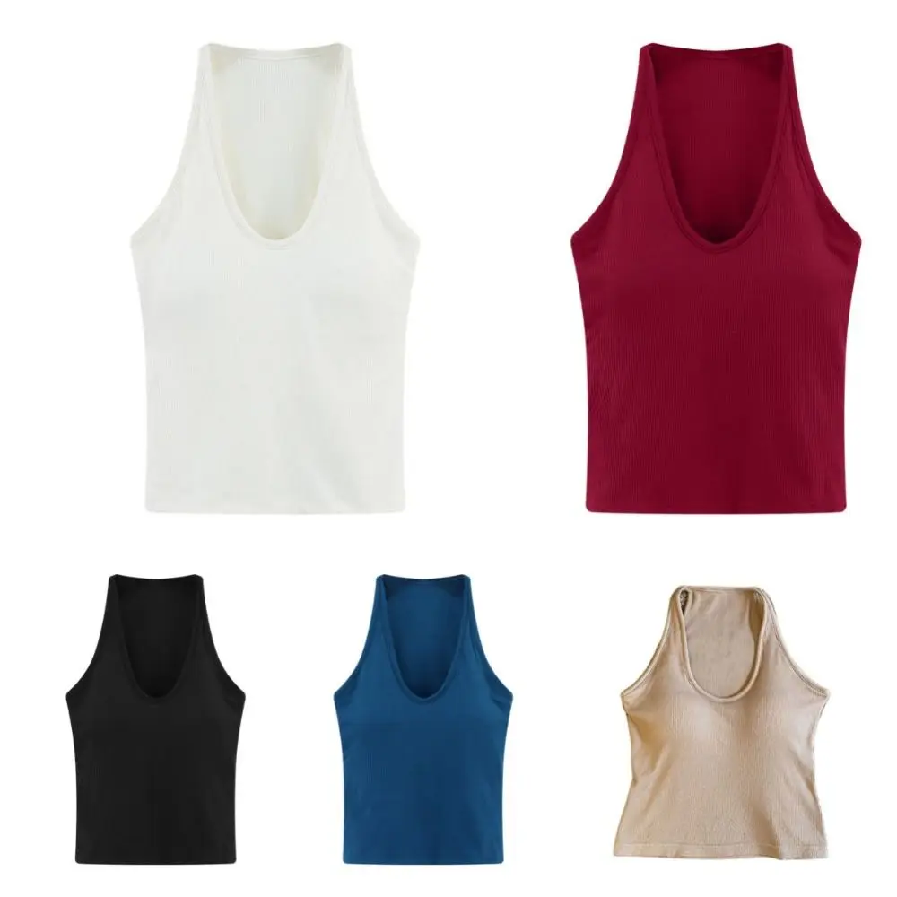 Koreanische Chinlon Frauen Hosenträger Weste U Neck Hosenträger Beiläufige Kurze Leibchen Bodenbildung Shirts Unterhemd Schlank Crop Top Strand