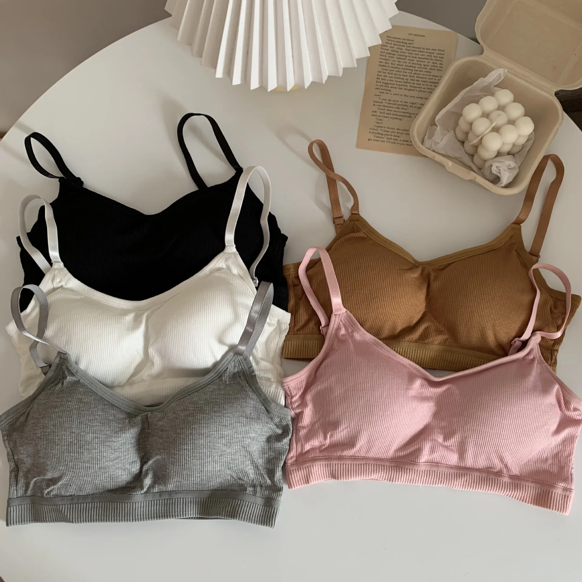 Push Up Bra Women Korean Summer Wireless Thin Underwear Fixed Chest Pad Soft Solid Bras for Women Lingerie