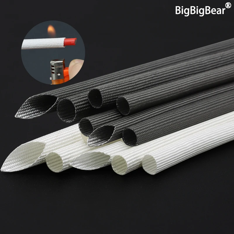 

1/2/5m Fiberglass Sleeve ID 1mm - 50mm High Temperature Resistant 600 Deg.C Braided Chemical Glass Fiber Sleeve Cable Protector