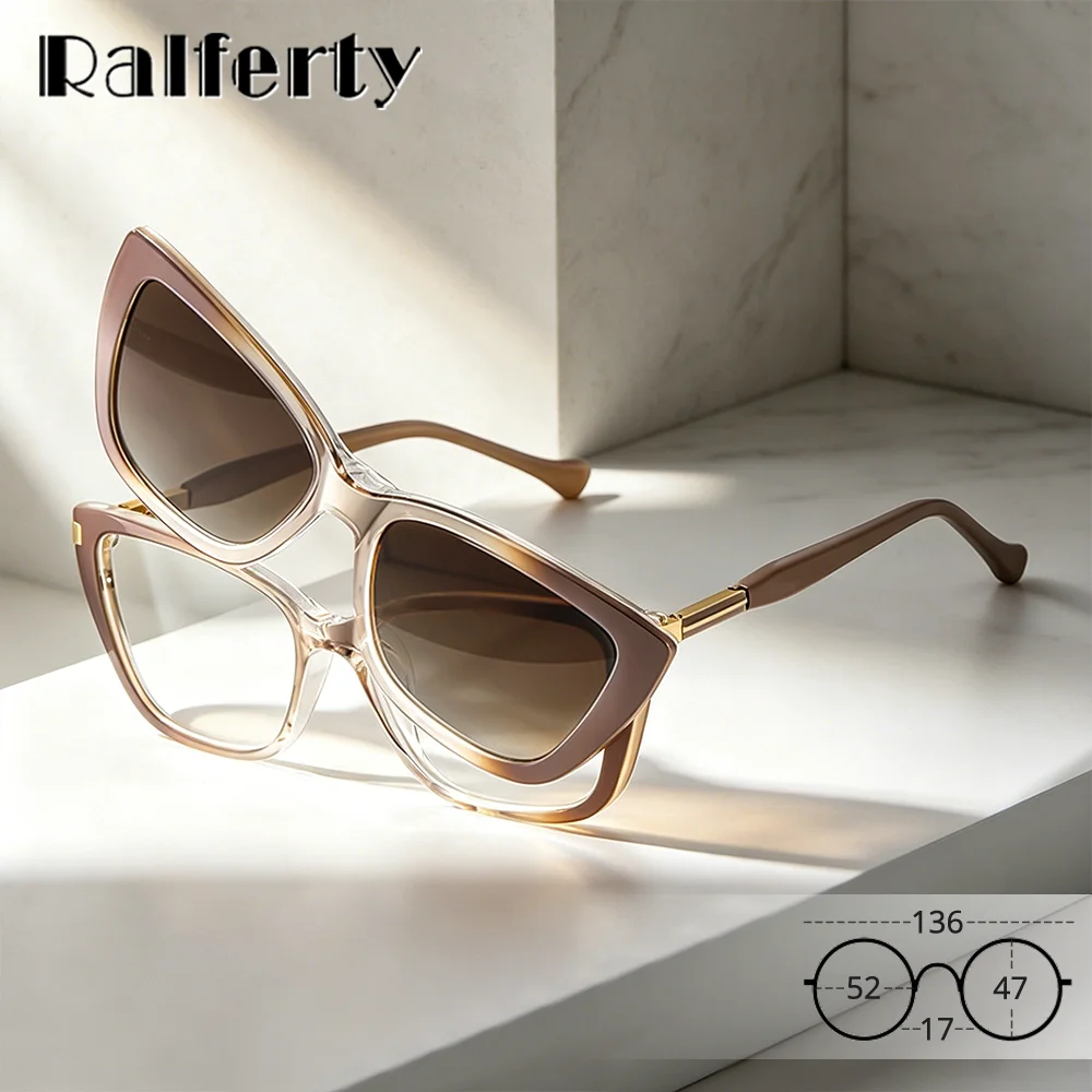 

2026 Designer Cat Eye Clip On Glasses Luxury Sunglasses For Women with Spring Hinges 2026 Trendy Gradient Magnetic Sunglass