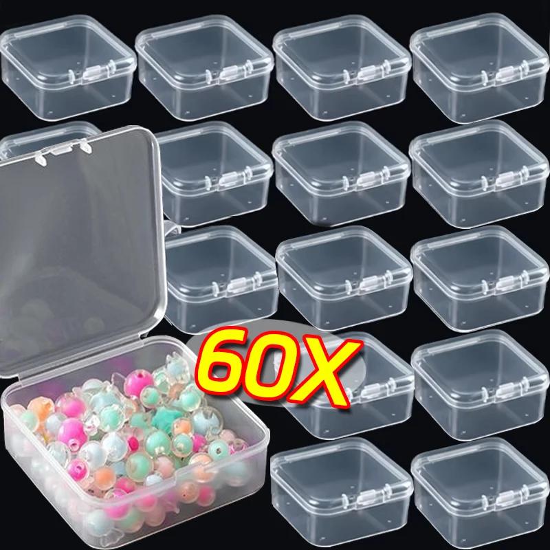 

Transparent Mini Square Storage Box Jewelry Earrings Rings Plastic Packaging Storage Case Portable Packaging Display Containers