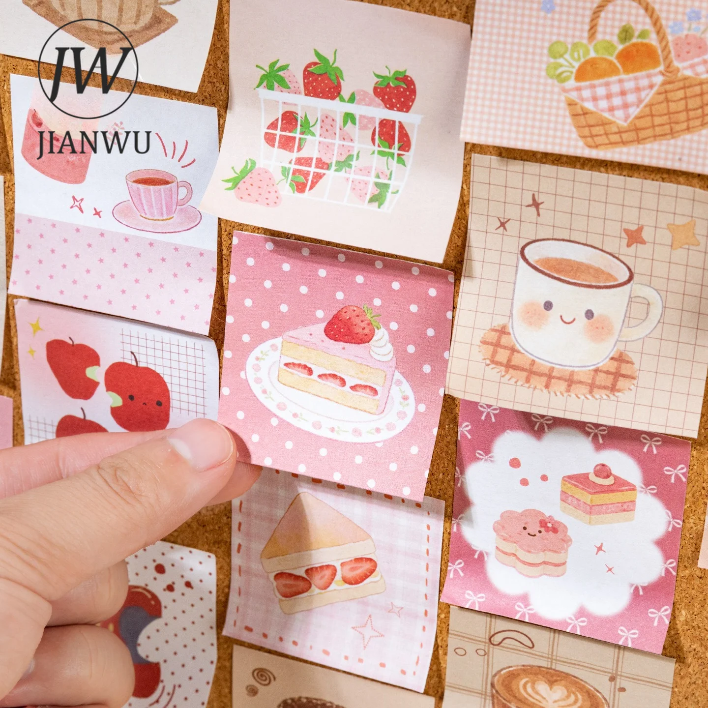 JIANWU Vintage Coffee Fruits Bread Cake Landscape Material Collage Scrapbooking Sticker Book Creative DIY Journal Stationery