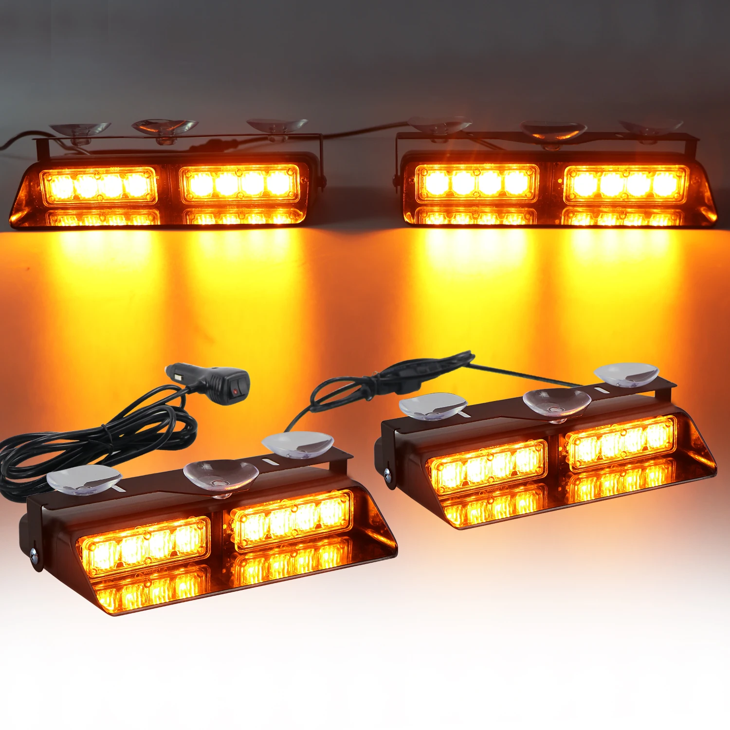 2 in 1 Yellow Red Blue Car Emergency Strobe Light LED  Lights Hazard Warning Flashing Safety Front/Rear Windshield Lamps