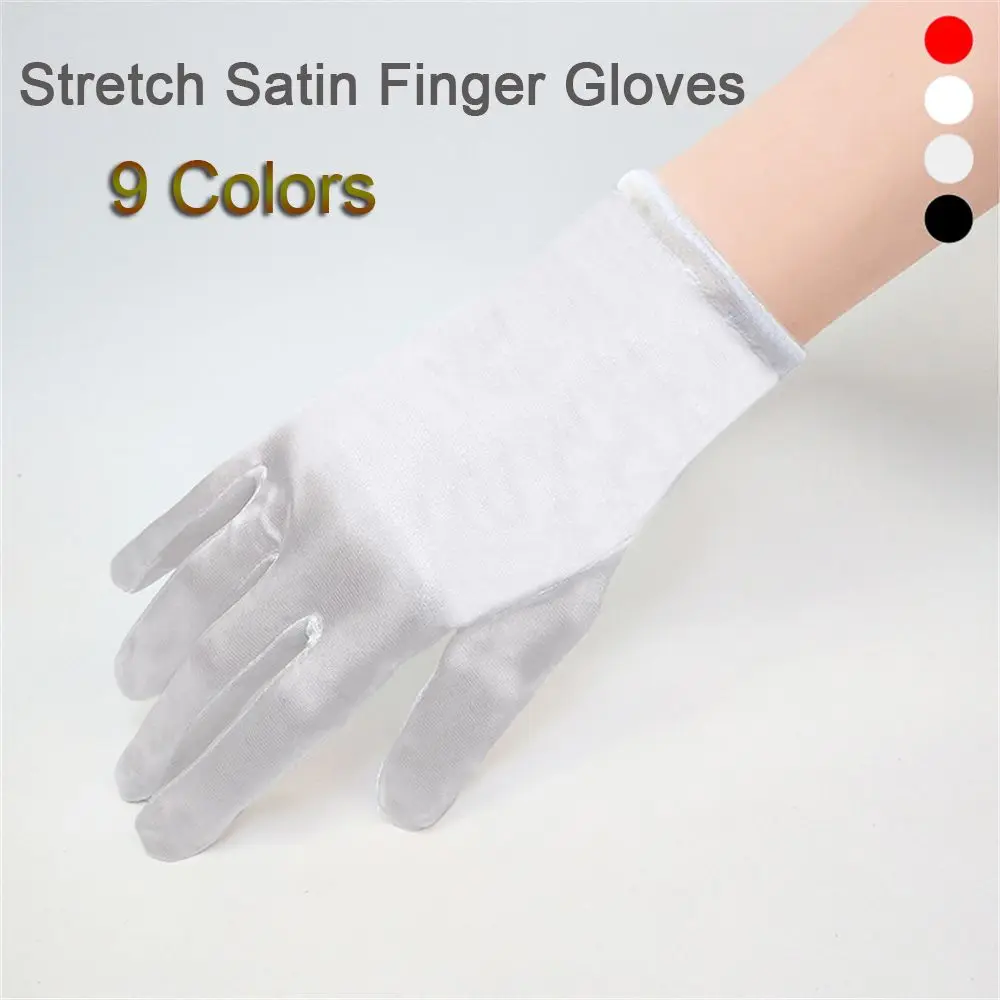 Sunscreen Gloves Stretch Satin Finger Gloves Classic Adult White Gold Champagne Wedding Gloves