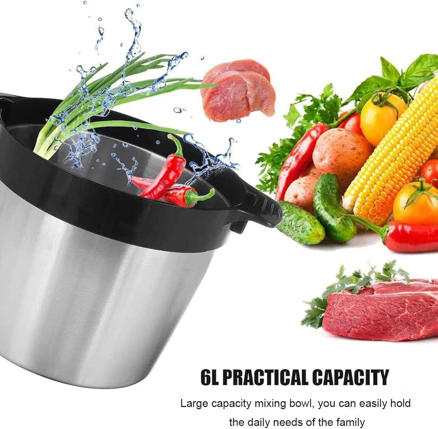 Grinder with Base Anti-Slip Pad,Low Noise Blender Suitable for Meat Onion Veg