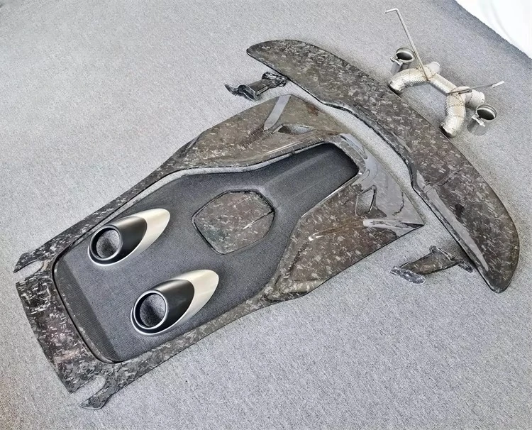 600LT Style Forged Carbon Fiber Rear Hood Rear Spoiler Exhaust Pipe for McLaren 540C 570S Upgrade 600LT