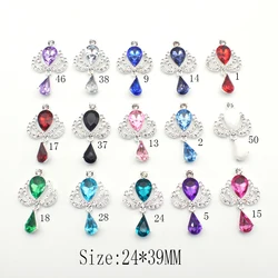 Shiny10Pcs Rhinestone korona stop kropla wody Hollow wisiorekdiy odzież motyl ceremonia ślubna dekoracje akcesoria24 * 39MM