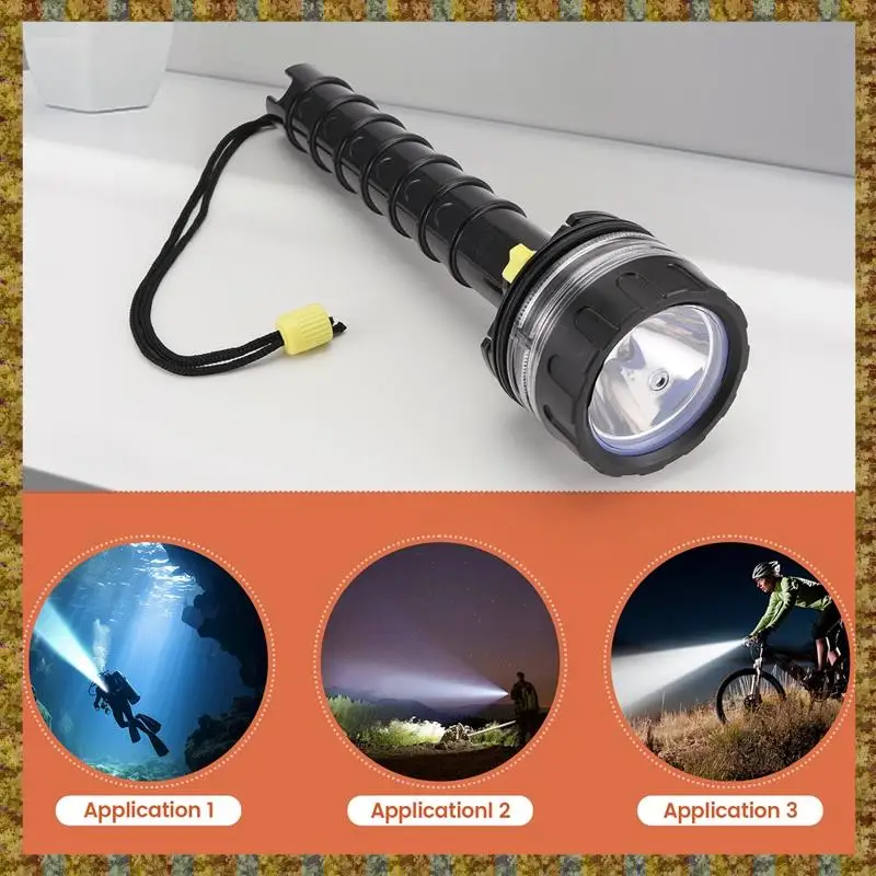 F-F Scuba Deep Diving Light Профессиональный мощный фонарик Подводный водонепроницаемый светодиодный фонарь для дайвера