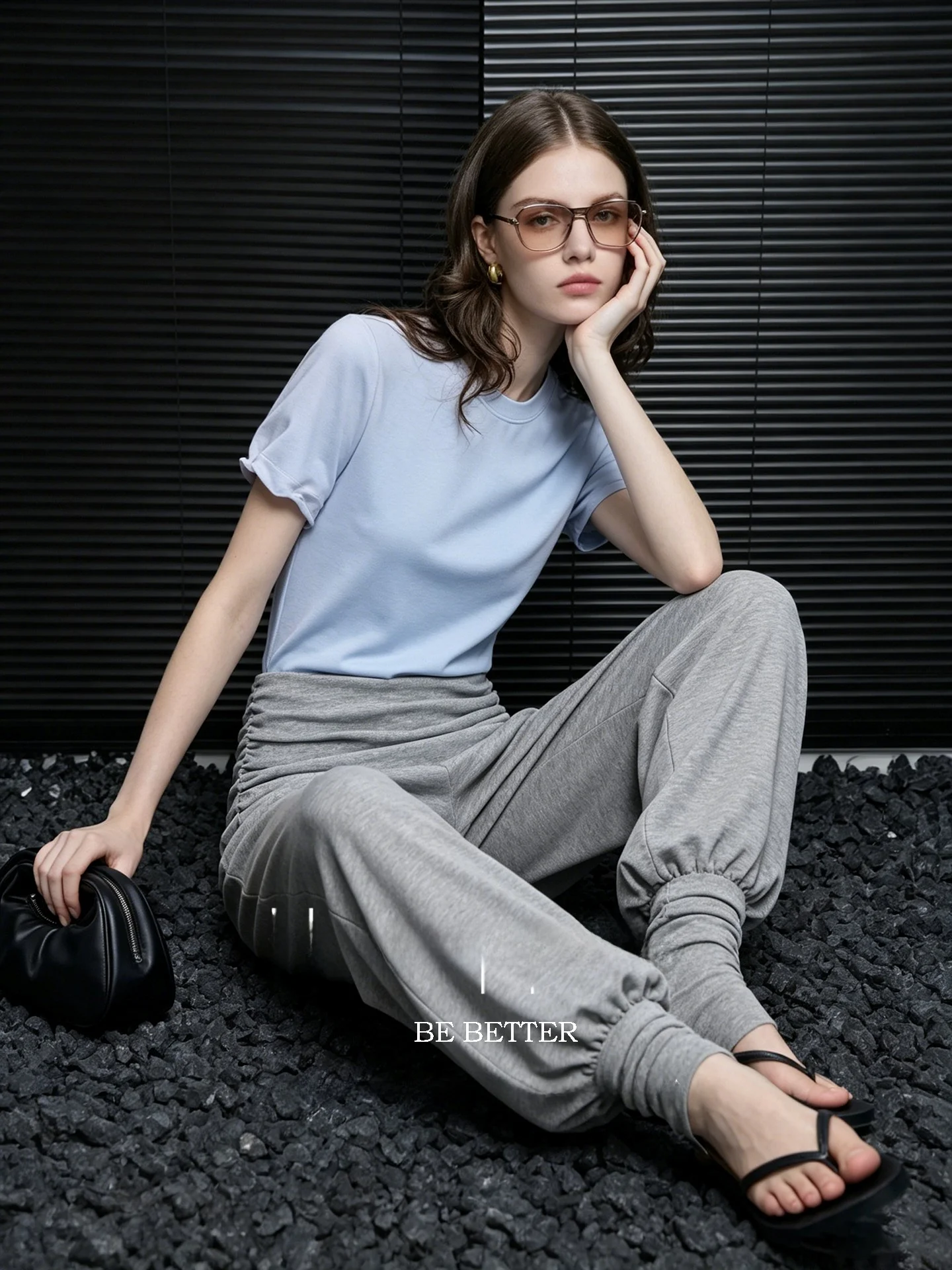 Grey Yoga Pants Huaappuw Summer 2026 New Simple Trousers Casual French Style mid High Waist Elastic Fiber Ladies Pants