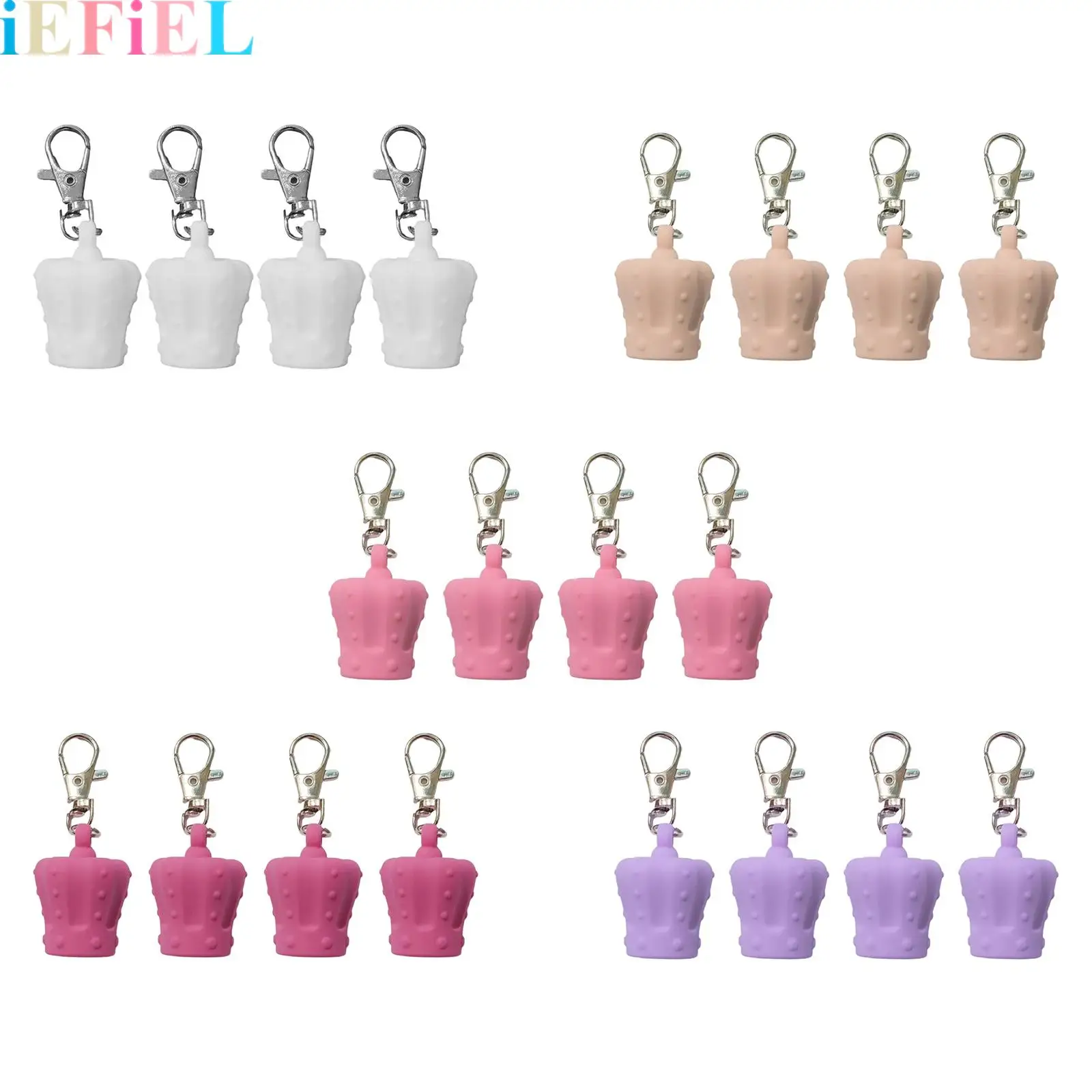 

4Pcs Keychain Cap for Lipgloss And Balm Chapstick Holder Cap Replacement Silicone Keychain Lanyard