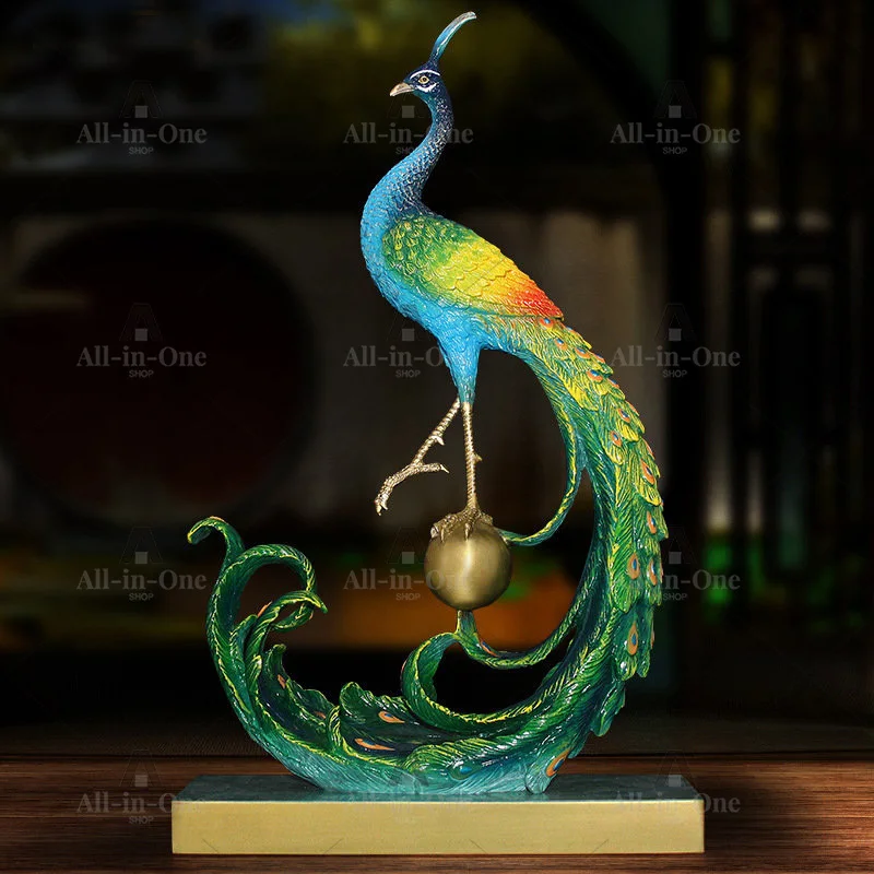 Asia home Company shop luxury high grade Good luck Rich Peacock bird Mascot bring wealth money thriving business brass