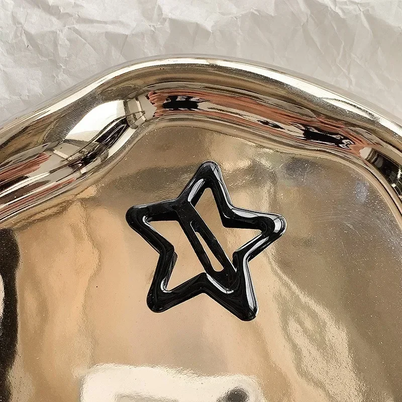 Y2k preto estrela grampos de cabelo headwear para meninas filigrana estrela metal snap clip grampos presilhas jóias de cabelo níquel livre grampo