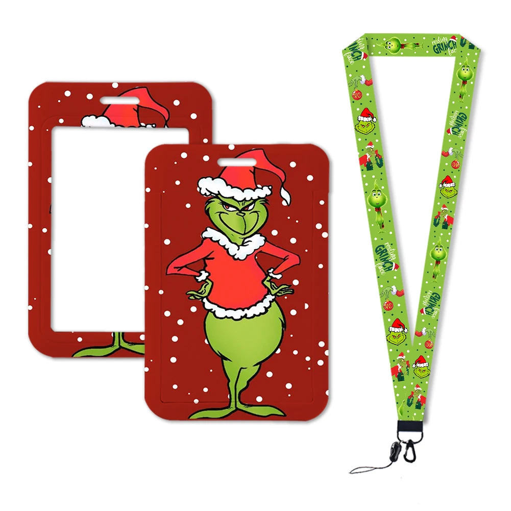 Hot Selling Merry Christmas Cartoon Character Badge Holder Id Card Bus Card Holder Lanyard Kids For Accessories Party Gifts