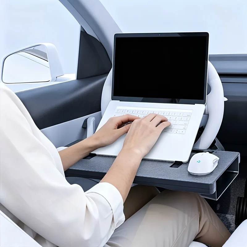 Double Open Multifunctional Car Steering Wheel Small Table Board With Cup Holder Tablet Laptop Stand Small Dining Tray For In