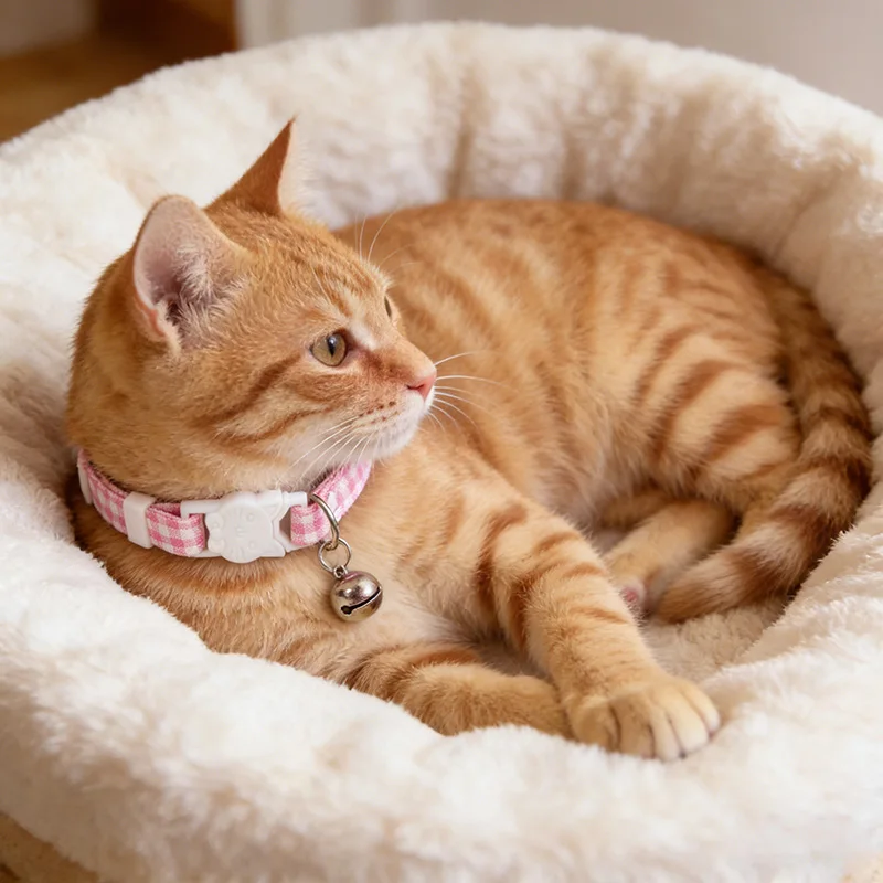 Adjustable Elastic Cat Collar with Bell Small Dog Kitten Mesh Safety Necklace Pet Supplies Kitten Accessories - view 2