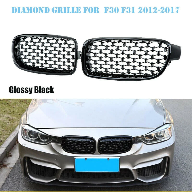 1 paio di griglia del rene del paraurti anteriore della maglia dell'automobile adatta per-BMW F30/31 2012-2017 51137260497 51137260498 nero lucido