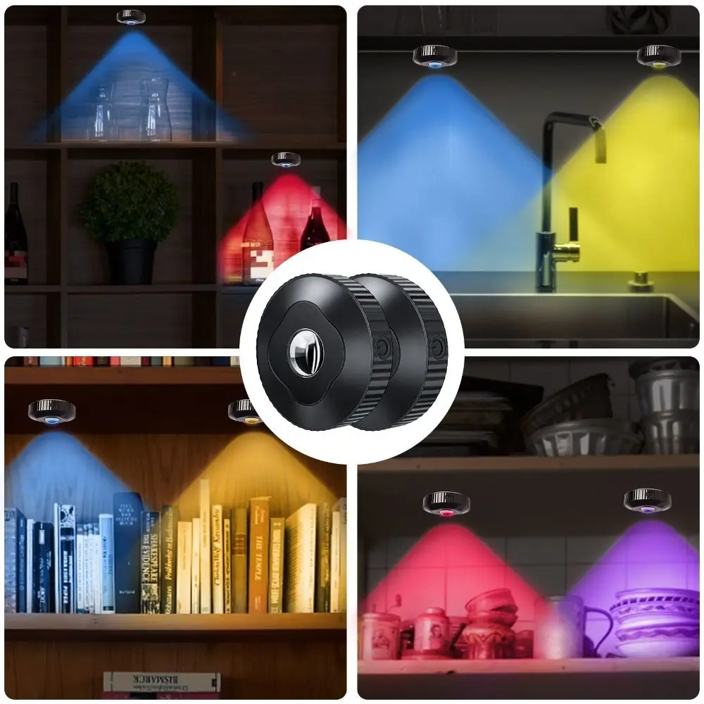 

3 Pcs/set Rechargeable Under Cabinet Light Remote Control Stick On Design RGB Mood Nightlight Color Changing Mini LED