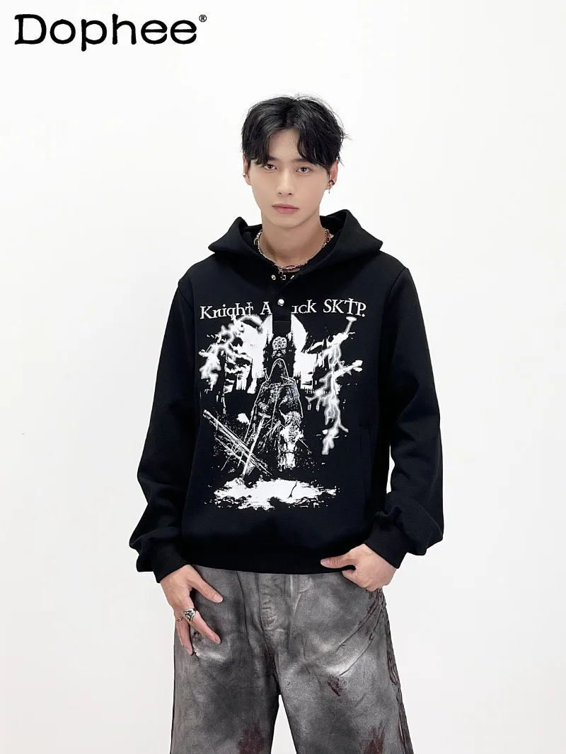 

Y2K Subculture Japanese Original Design Hooded Sweatshirt Stylish Loose Casual American High Street Fashion Jacket for Men