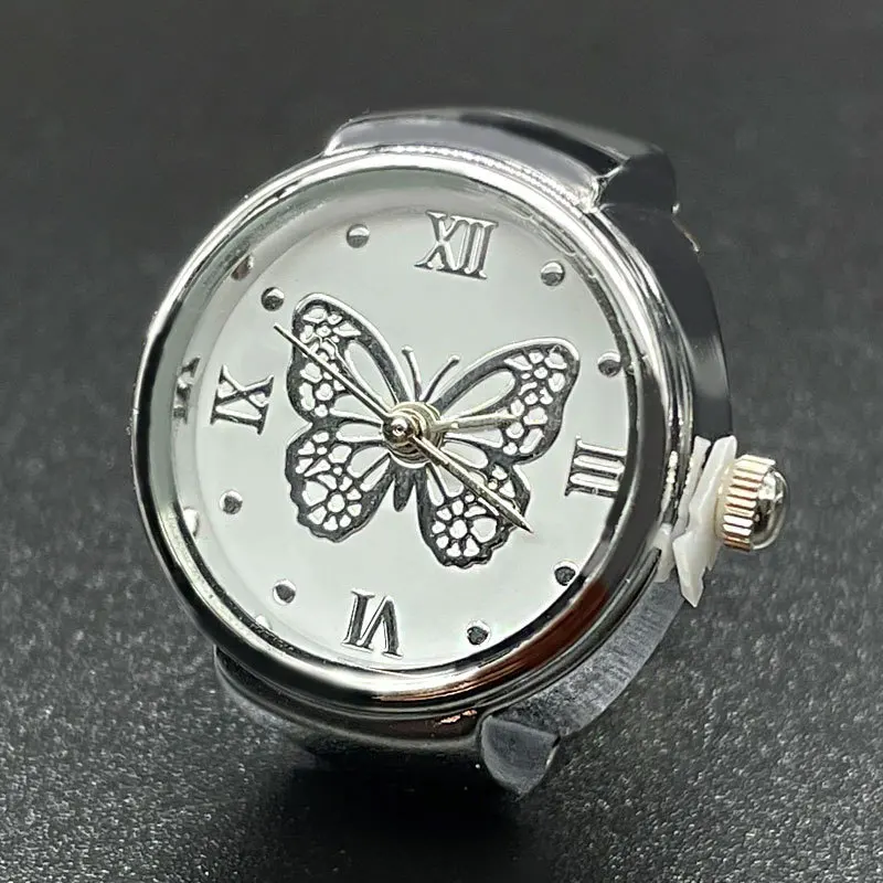 Hot male and female couples simple atmosphere all-match quartz ring watch butterfly Roman numerals surface